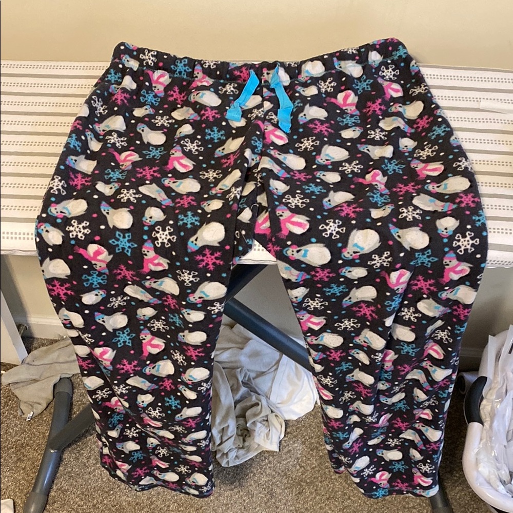 Alki'i Black and Pink Pajama Pants with Whimsical Penguin Design